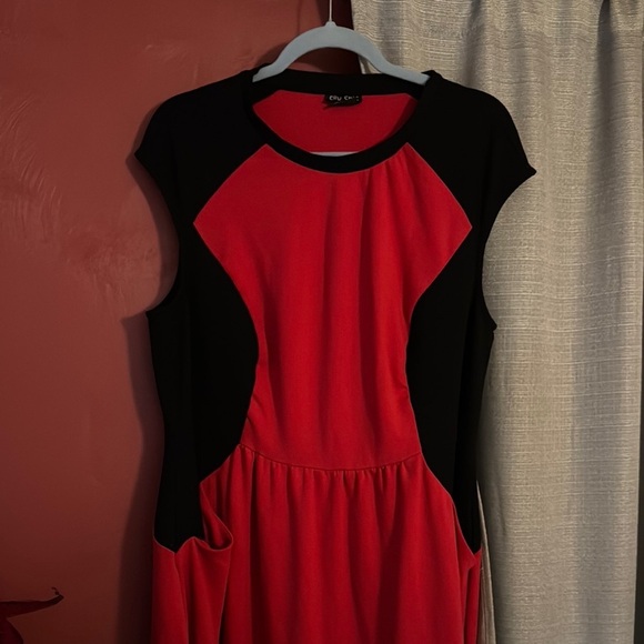 City Chic Red and Black Midi Dress - Picture 11 of 14
